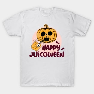 Halloween pumpkin scary drinking juice with skull - Happy Juicoween T-Shirt